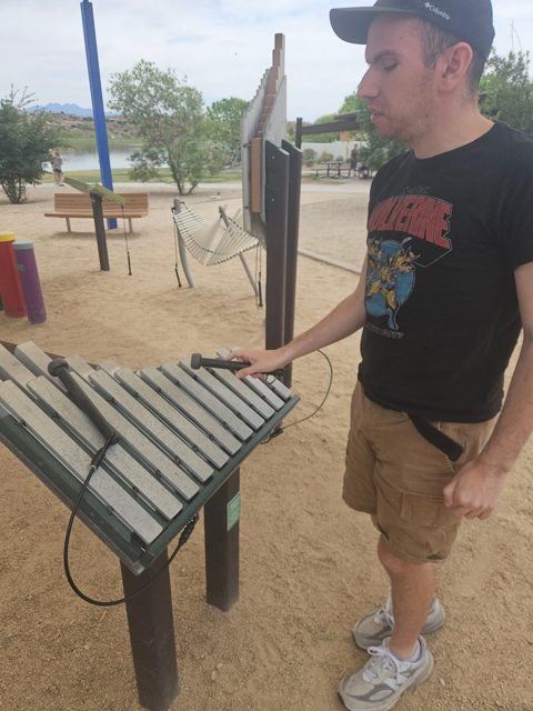 Playing an outdoor musical instrument