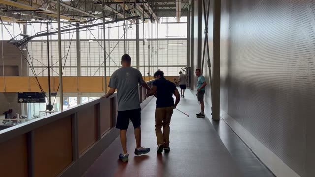 Walking the indoor track