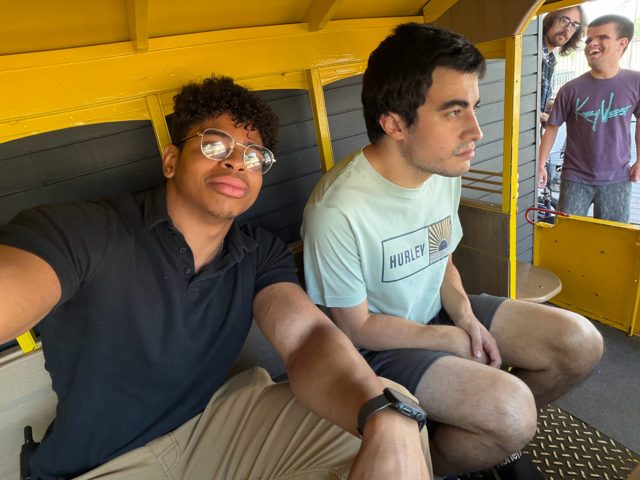 Friends on the yellow bus