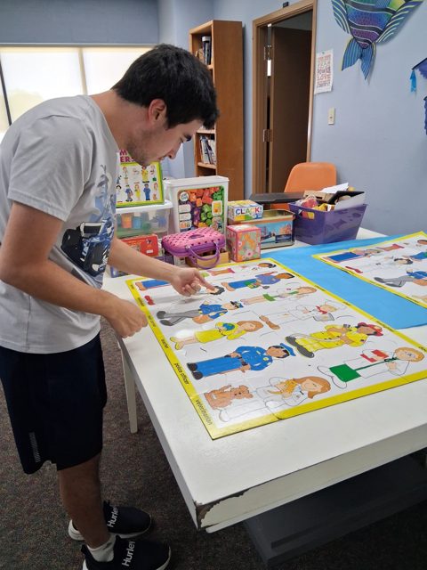 Exploring a colorful activity board