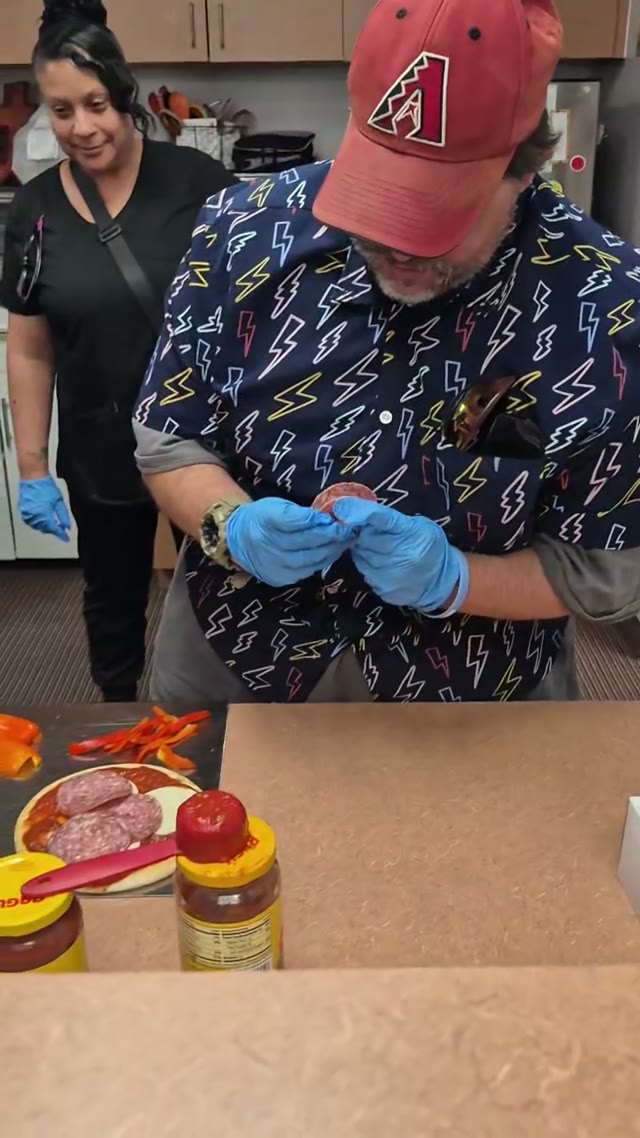 Preparing peppers at the table