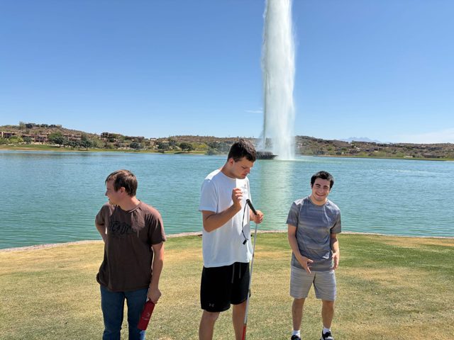 An afternoon by the lake fountain
