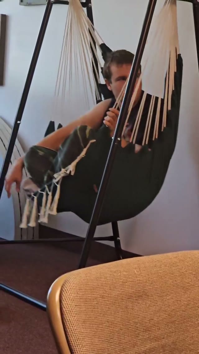 A quiet moment in the hanging chair