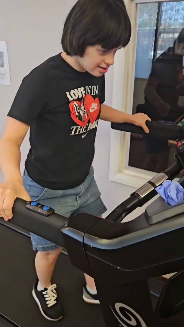 Trying out exercise equipment