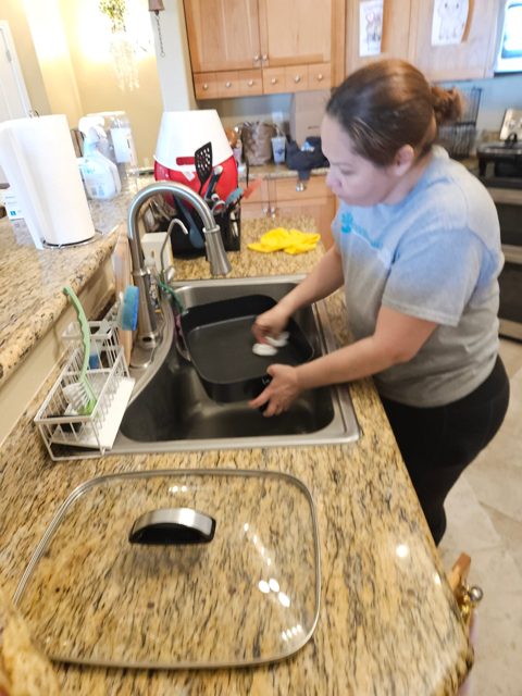 Working together at the kitchen sink