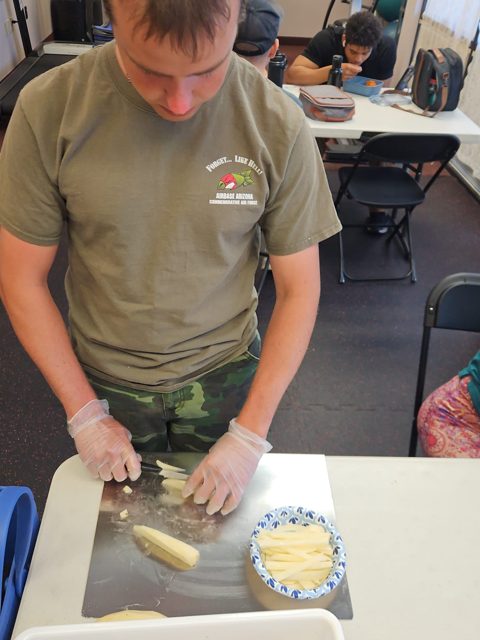 Preparing ingredients for a meal