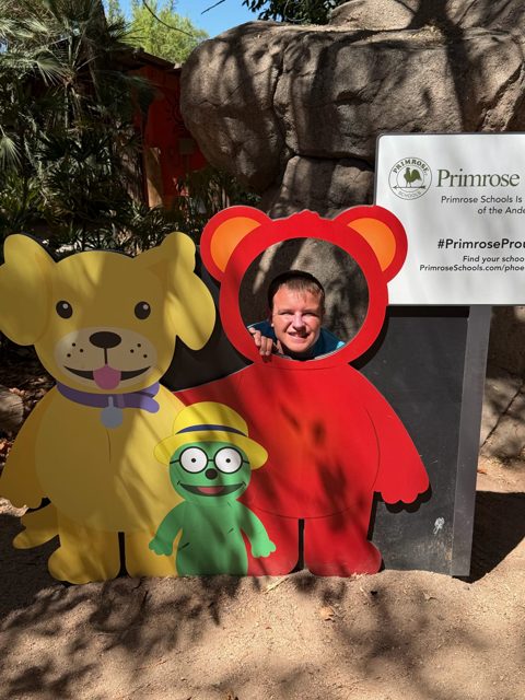 A playful photo stop at the zoo