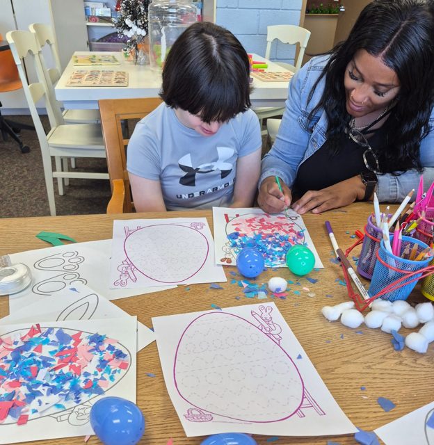 Creating colorful artwork together