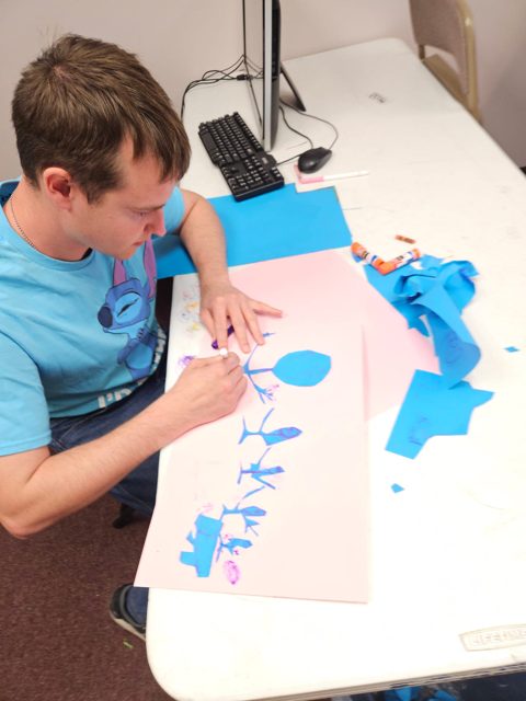 Painting with blue