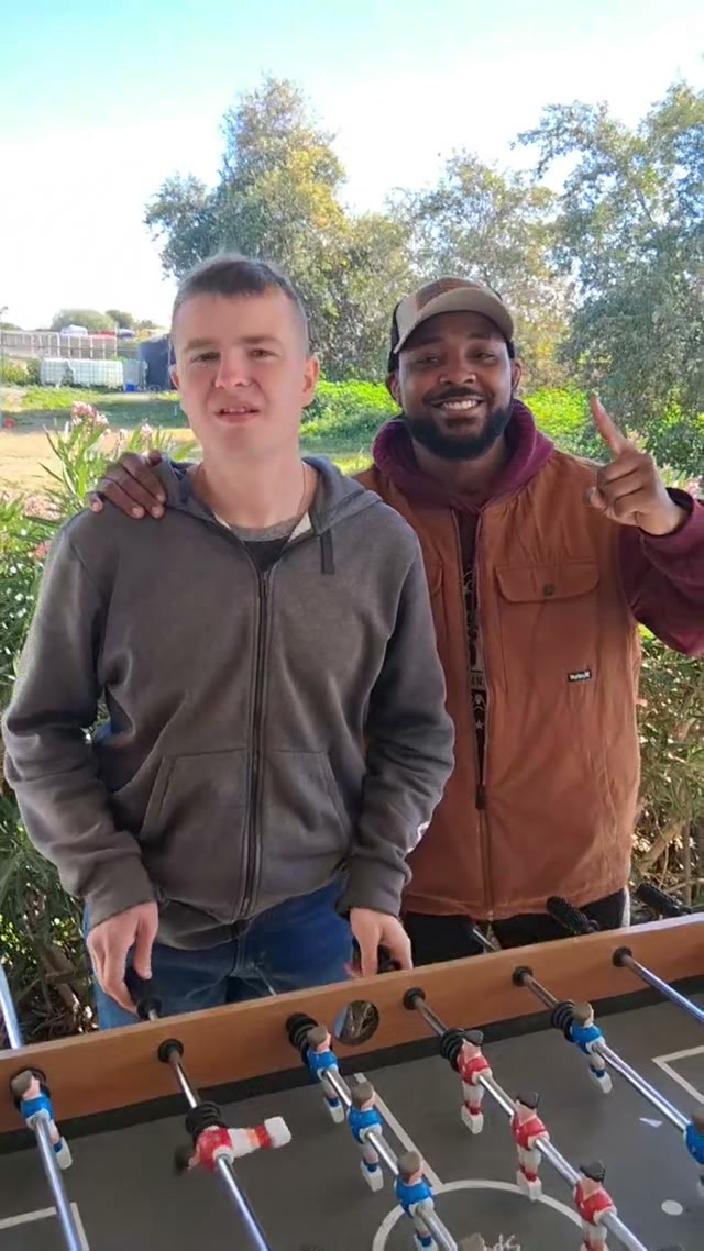 A game of outdoor table football