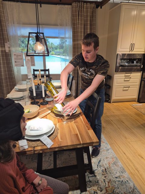 Helping set the table