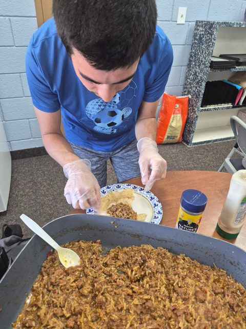 Preparing a meal together