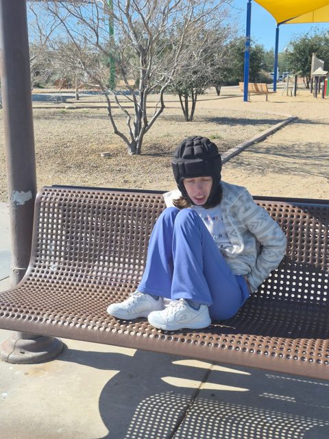 A rest at the picnic table