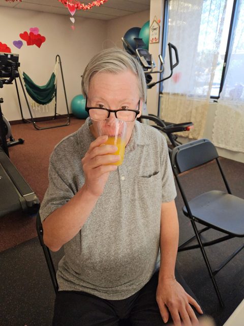 Enjoying a fresh drink