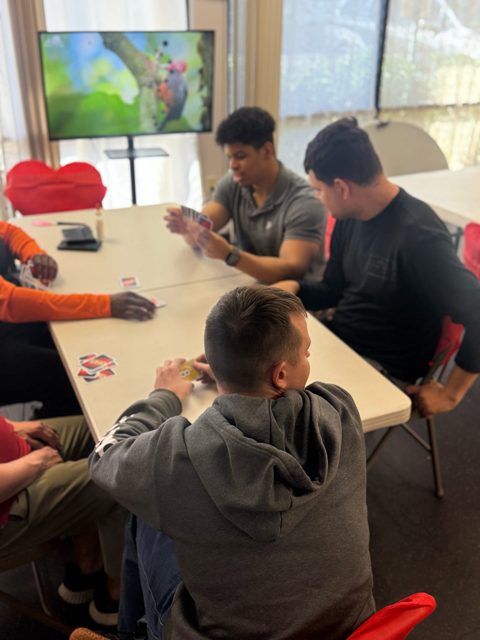 Gathering around the activity table